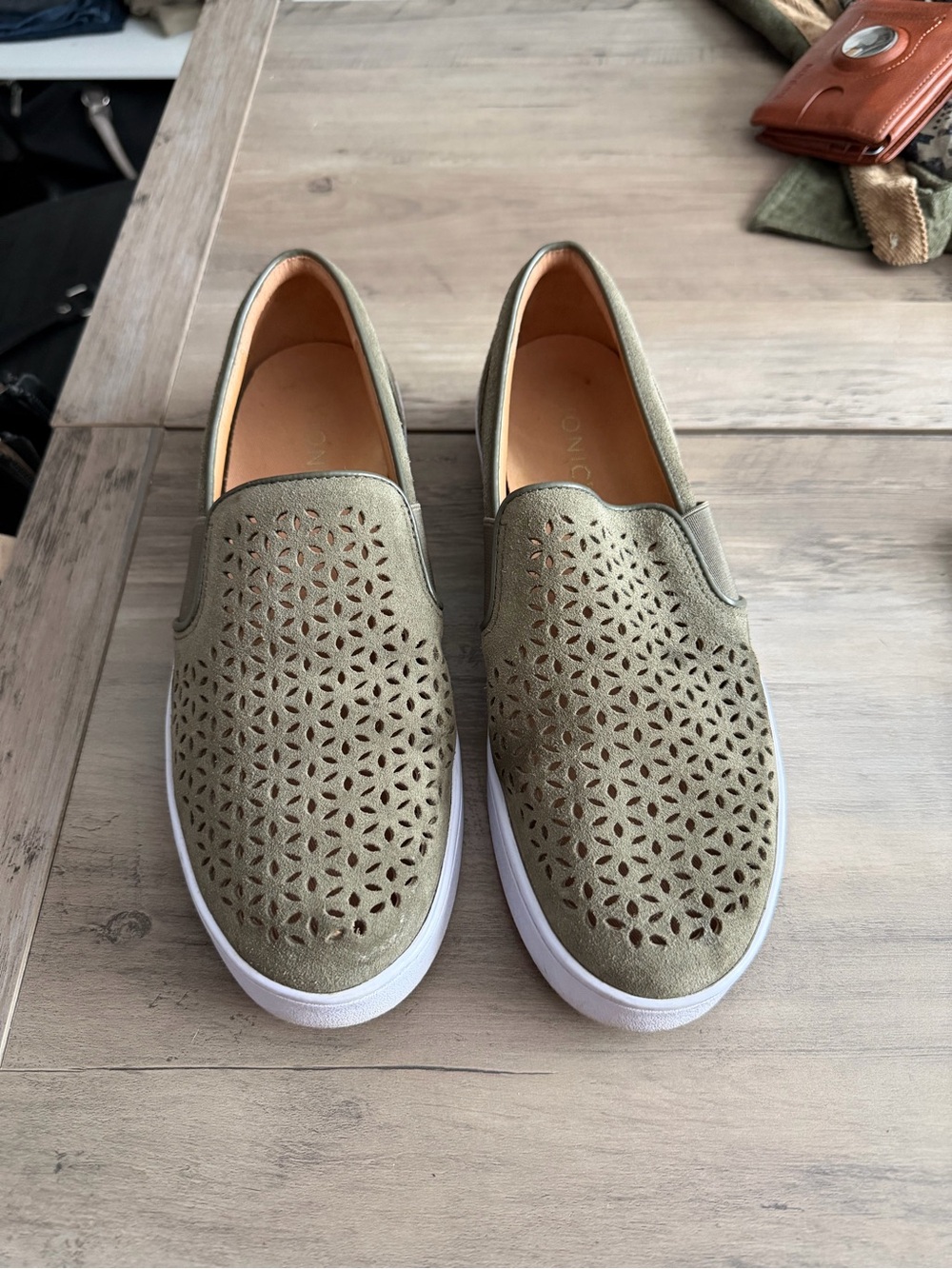Vionic Olive Green Perforated Slip-On Loafers